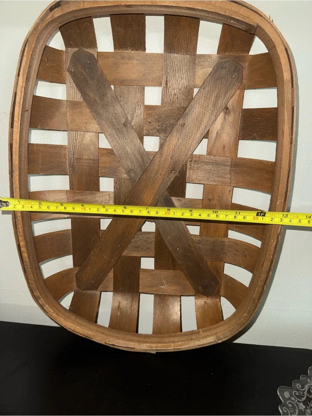 Vintage Woven Wood Tobacco Basket